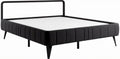 Upholstered platform bed frame with metal accents in dark gray 200 x 160 x 30cm