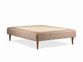 Modern upholstered bed frame with wooden legs in beige color 200 x 160 x 30cm