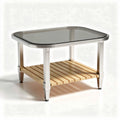 Rectangle coffee table with glass top and wooden shelf 100 x 60 x 45 cm
