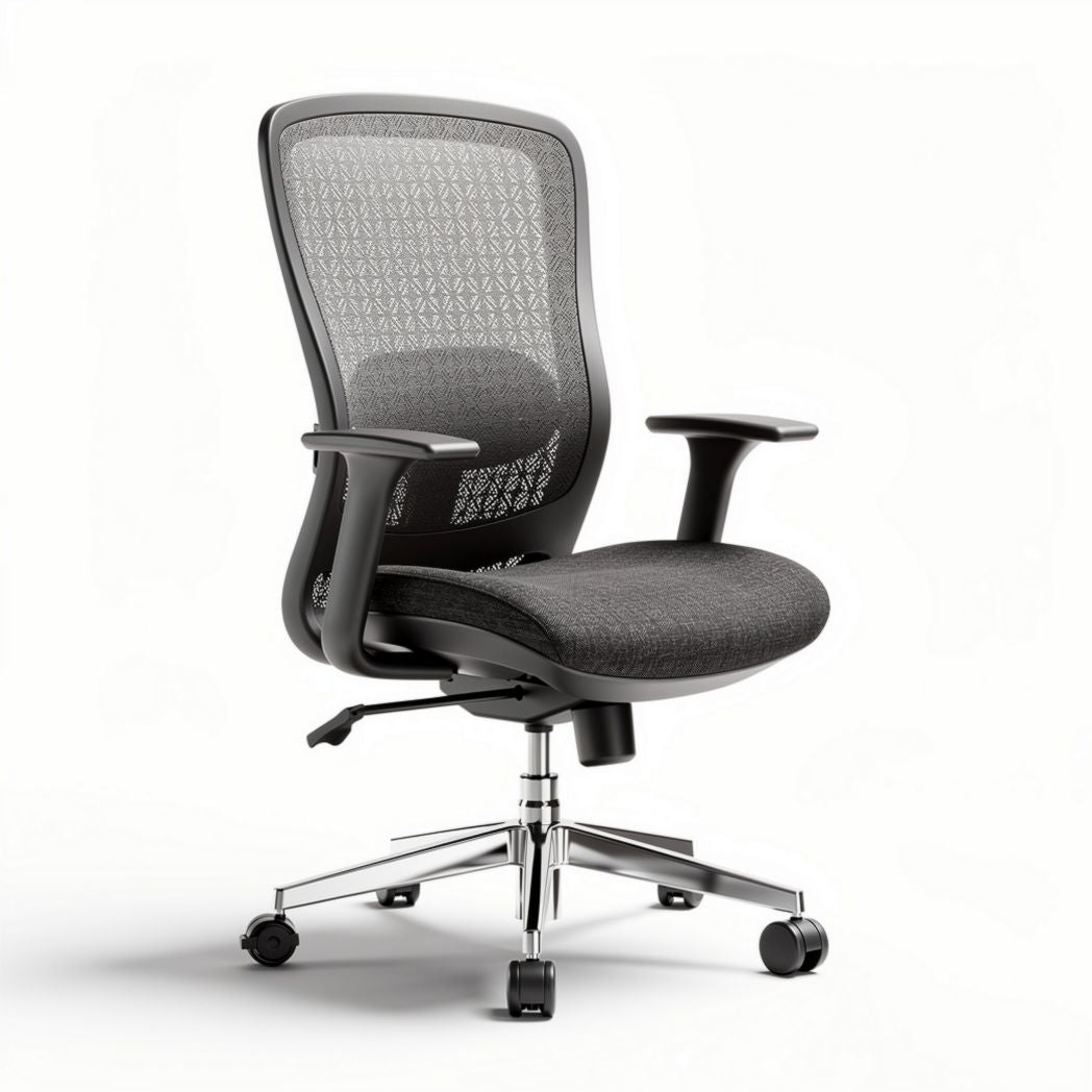 Ergonomic office chair with mesh back and padded seat in gray color