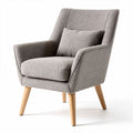Upholstered accent chair with wooden legs and lumbar support cushion gray 70 x 70 x 90cm