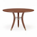 Round wooden dining table with chrome accent and tapered legs 100 x 100 x 75cm