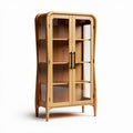 Wooden display cabinet with glass doors for living room storage 80 x 40 x 160cm