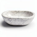 Marble serving bowl for kitchen use 30 x 20 x 8cm in white and gray colors