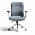 Office chair with adjustable height and rolling casters in gray fabric