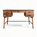 Wooden writing desk with metal legs and storage drawers 150 x 80 x 75cm