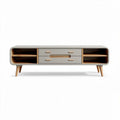 Modern wooden TV stand with storage drawers and open shelves 150 x 40 x 45cm